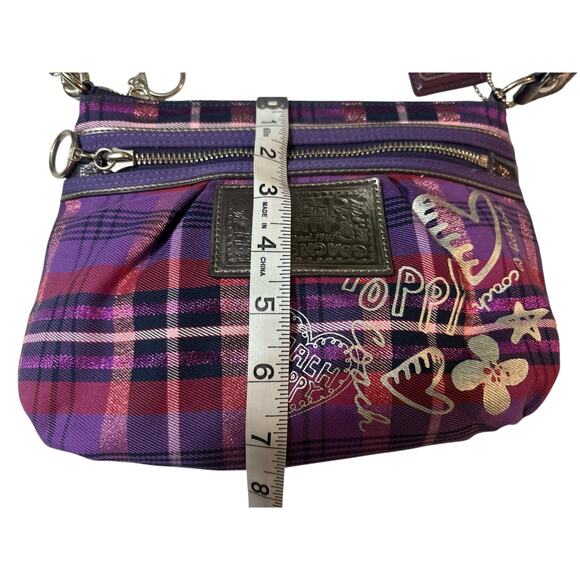 Coach Poppy Tartan Plaid Purple Crossbody Bag EUC! - Picture 9 of 10